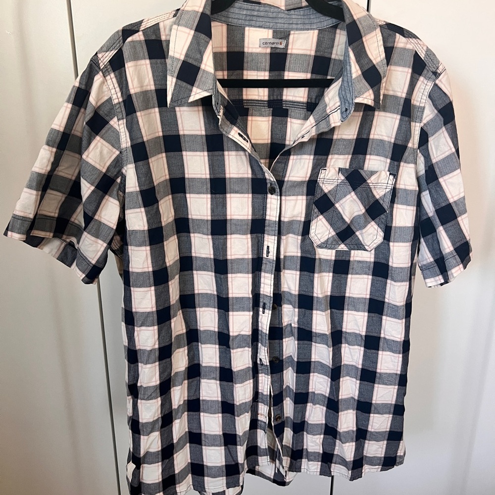 Carhartt Navy and Cream Checkered Shirt